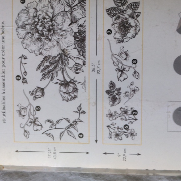 Free Add On RoomMates Peel & Stick Wall Decals New Black & White Peony Decals - Picture 10 of 12